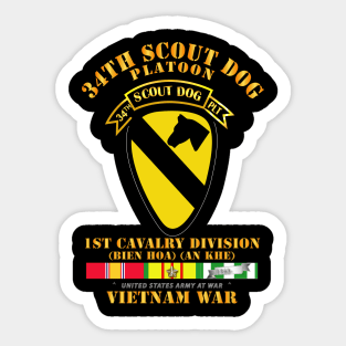 34th Scout Dog Platoon 1st Cav w Tab - VN SVC Sticker